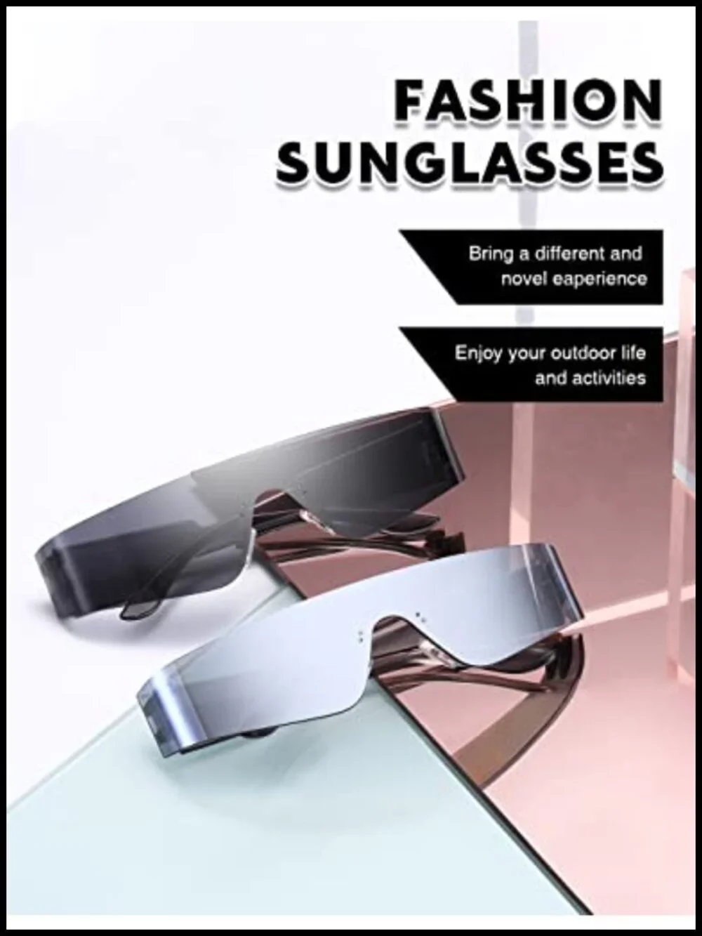 Rimless Cyberpunk Wrap Sunglasses 3 Pack UV400